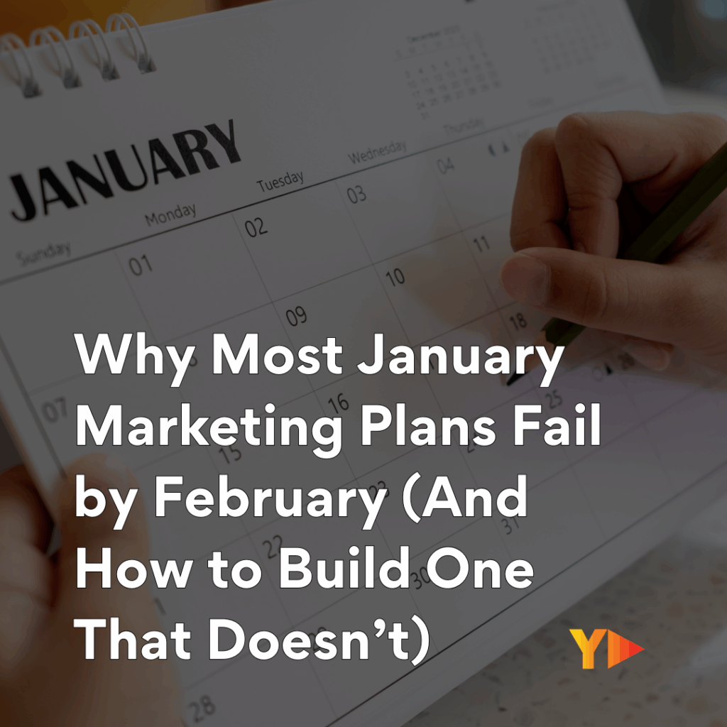 Strategic marketing roadmap for 2026 featuring digital growth icons and Yooniversal Media branding to prevent New Year marketing failure.